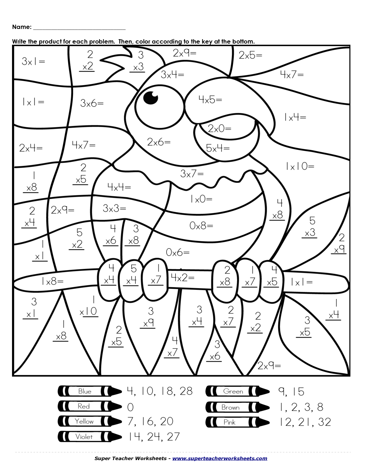 14 Multiplication Color By Number Templates 