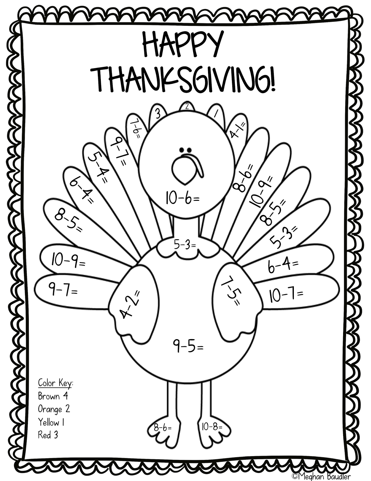17 Printable Color By Number Turkey KittyBabyLove