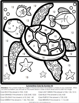 2nd Grade End Of The Year Math Review Color By Number 