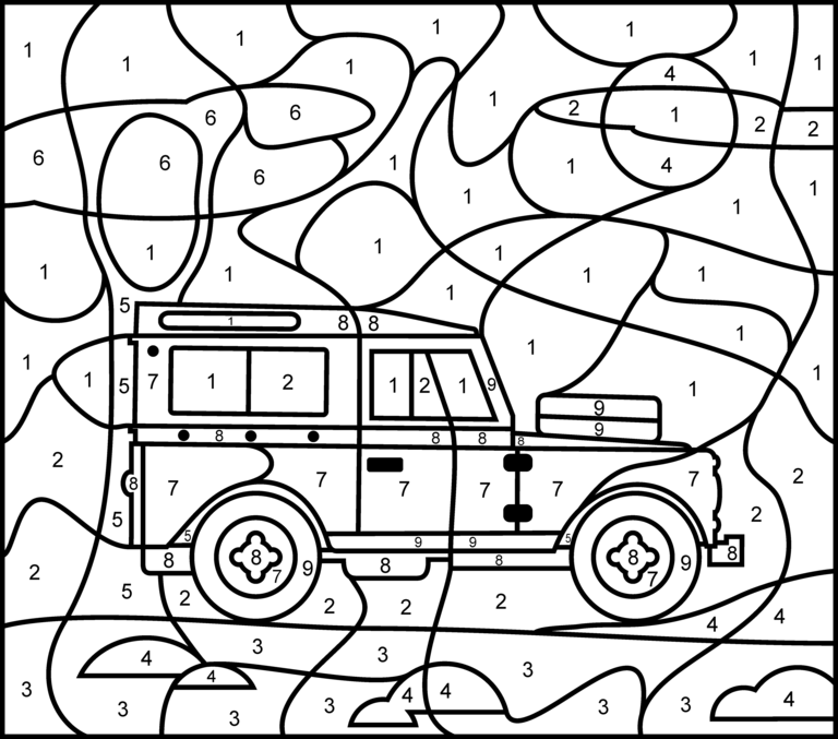 6 Color By Number Cars KittyBabyLove 6 Color By Number Cars KittyBabyLove