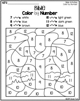 Bible Color By Number Worksheets For Sunday School Or 