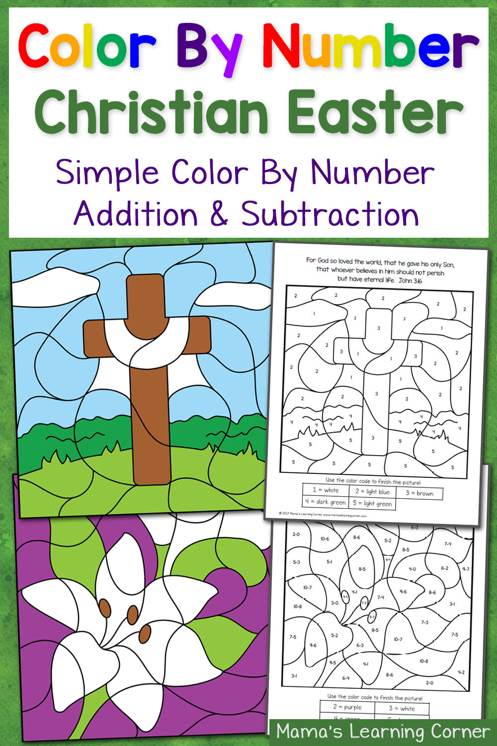 Christian Easter Color By Number Worksheets Mamas 