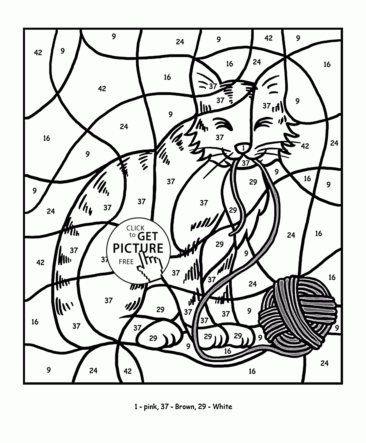 Color By Number Cat Coloring Page For Kids Education 