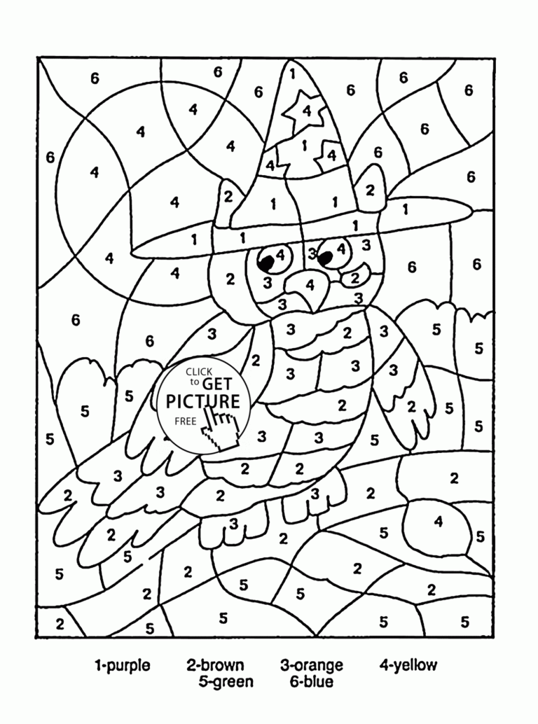 Color By Number Owl Coloring Page For Kids Education