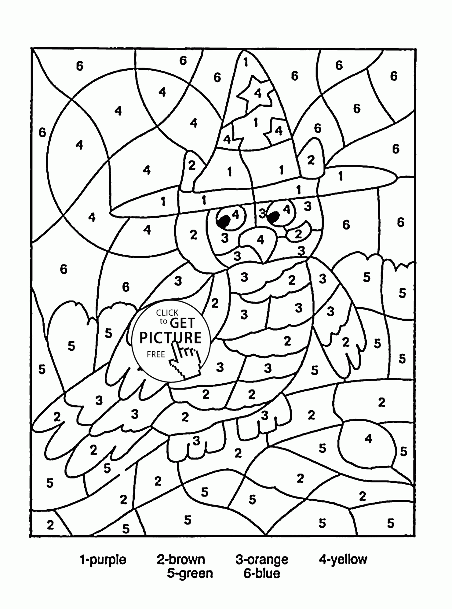 Color By Number Owl Coloring Page For Kids Education 