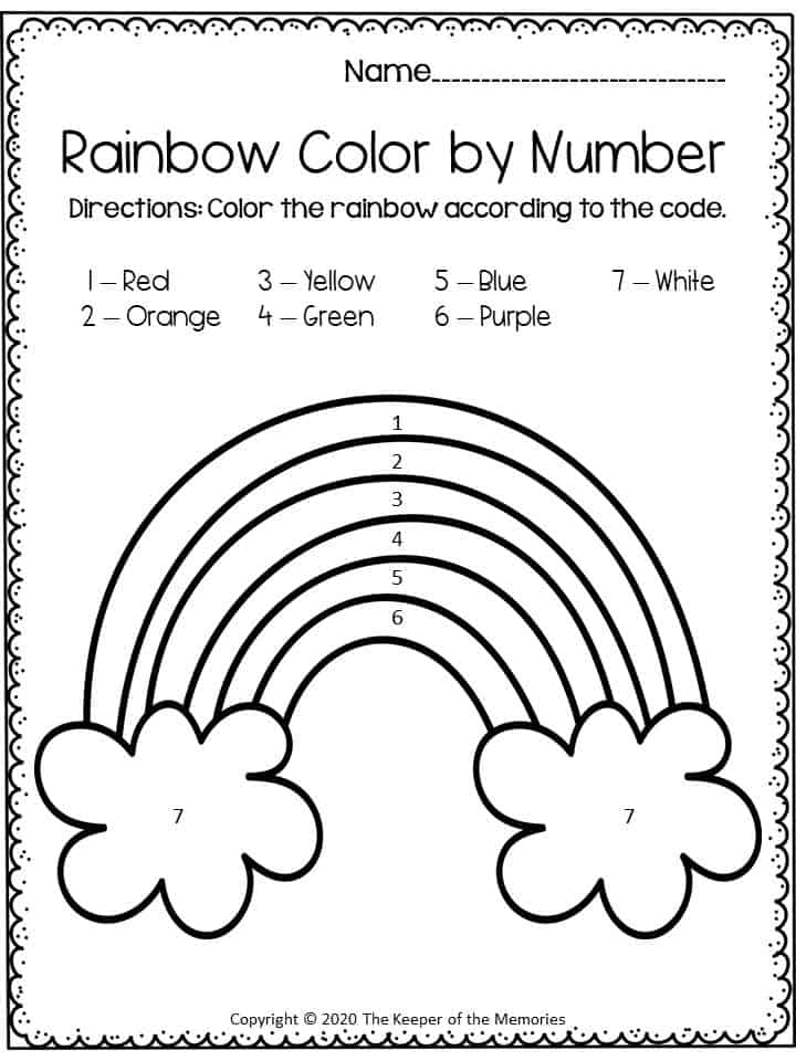 Color By Number Rainbow The Keeper Of The Memories