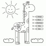 Color By Number Simple Giraffe Coloring Page For