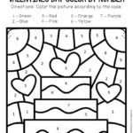 Color By Number Valentine s Day Preschool Worksheets Cake