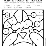 Color By Number Winter Preschool Worksheets Penguin The