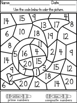 Color It Color By Number Prime And Composite Numbers 1 20 