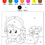 Color The Child By Numbers Worksheet Turtle Diary