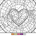 Cupids And Heart Color By Number Free Printable Coloring
