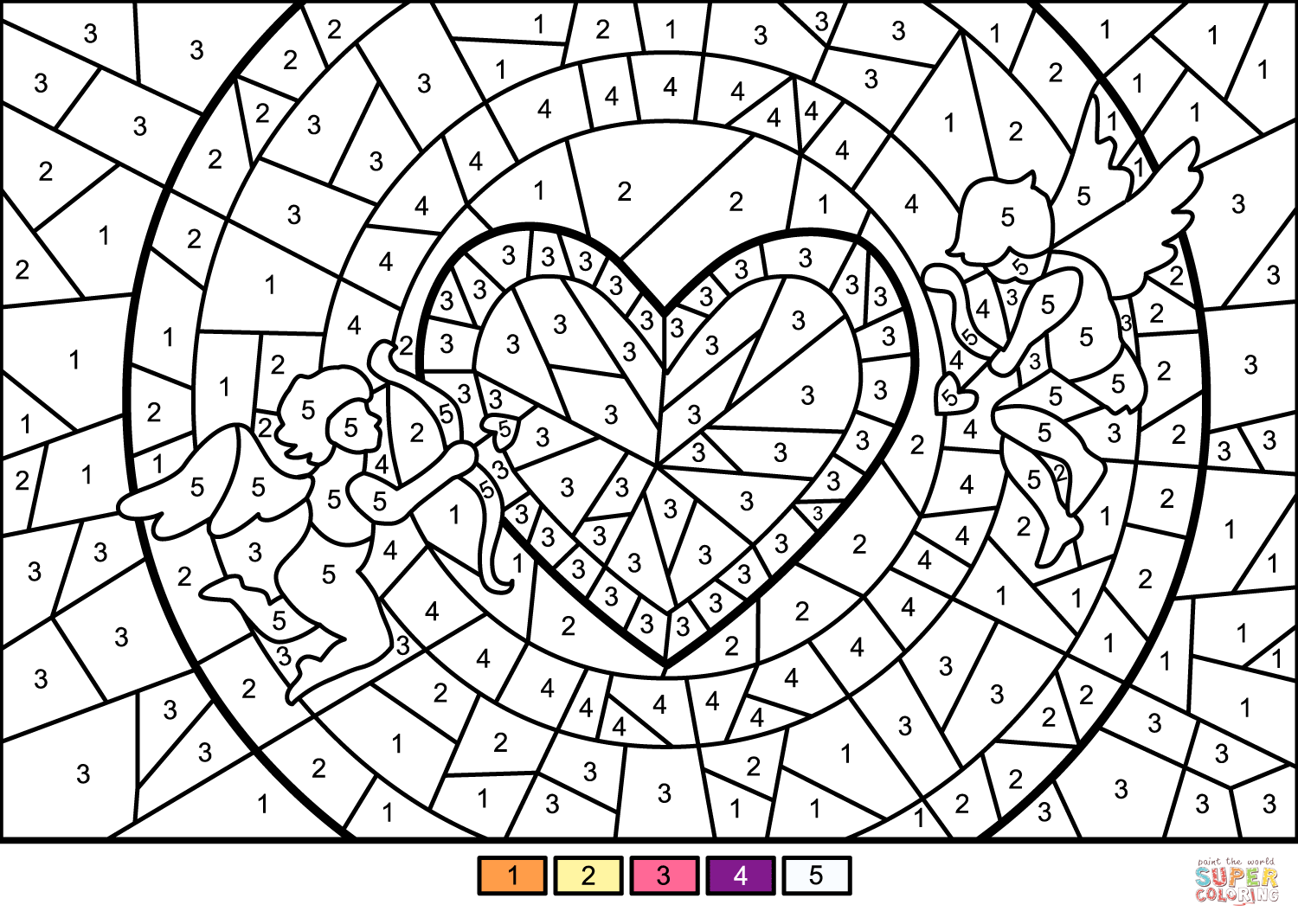 Cupids And Heart Color By Number Free Printable Coloring Cupids And Heart Color By Number Free Printable Coloring