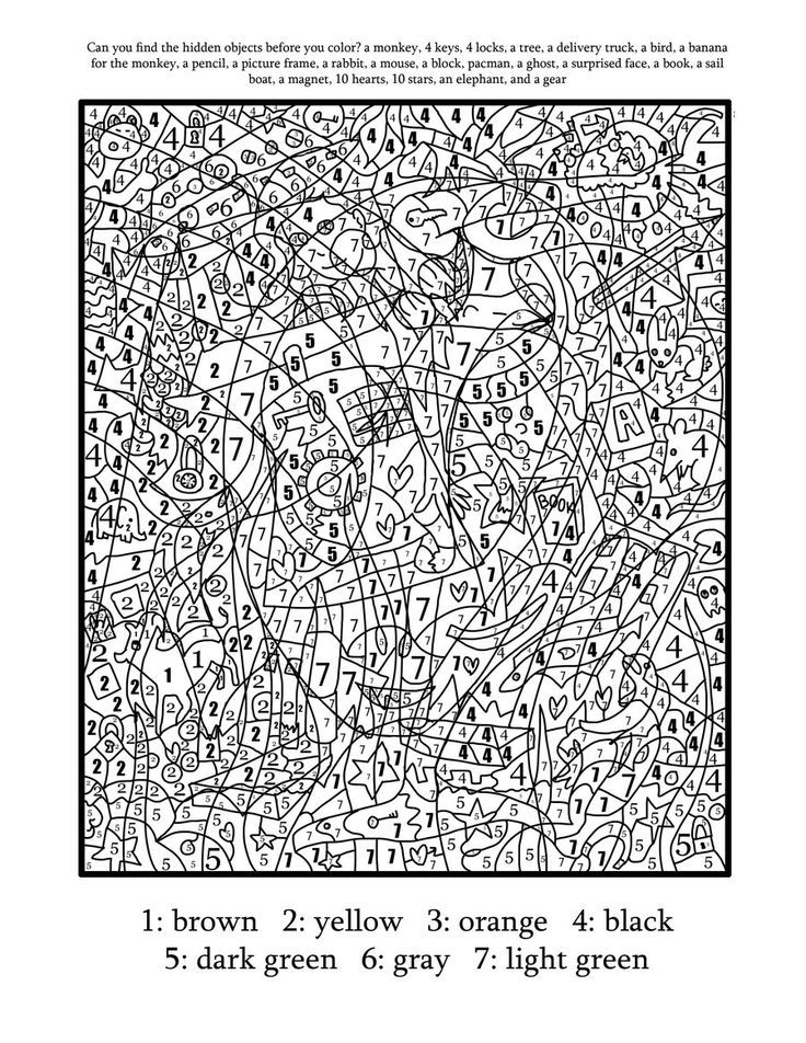 Difficult Color By Number Printables Coloring Home
