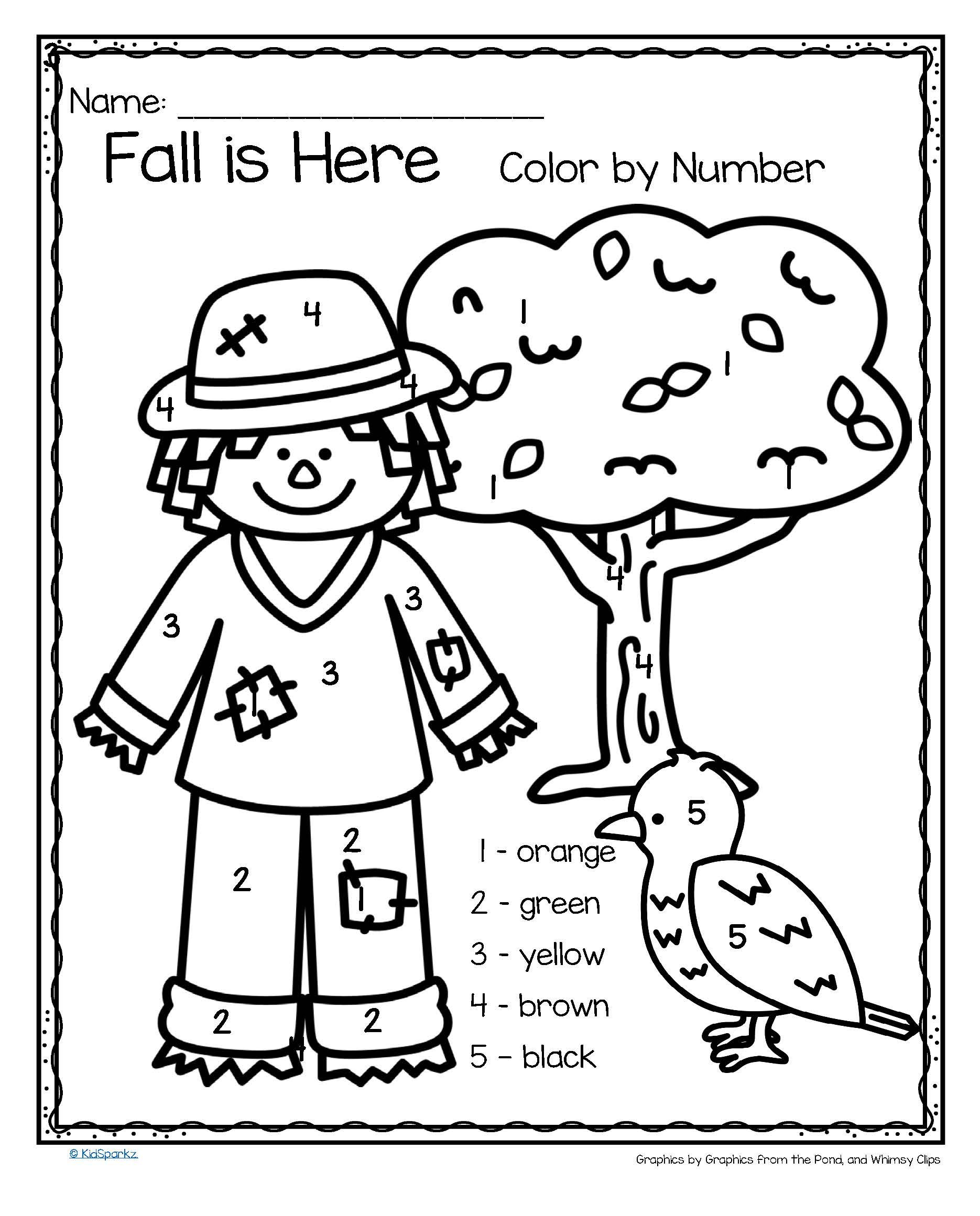  FREE 3 Fall Related Color by number Printables 