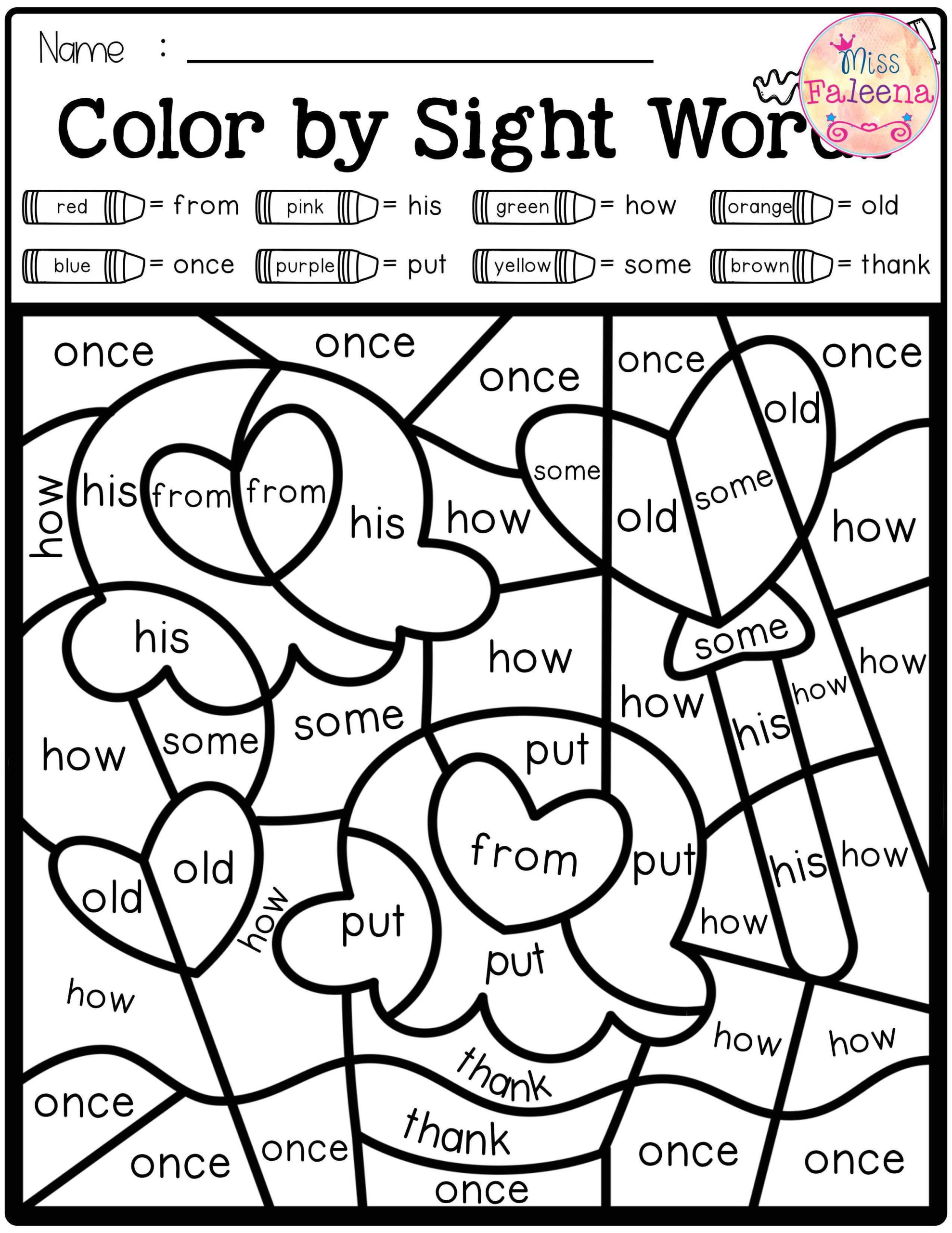 Free Color By Code Sight Words First Grade First Grade 