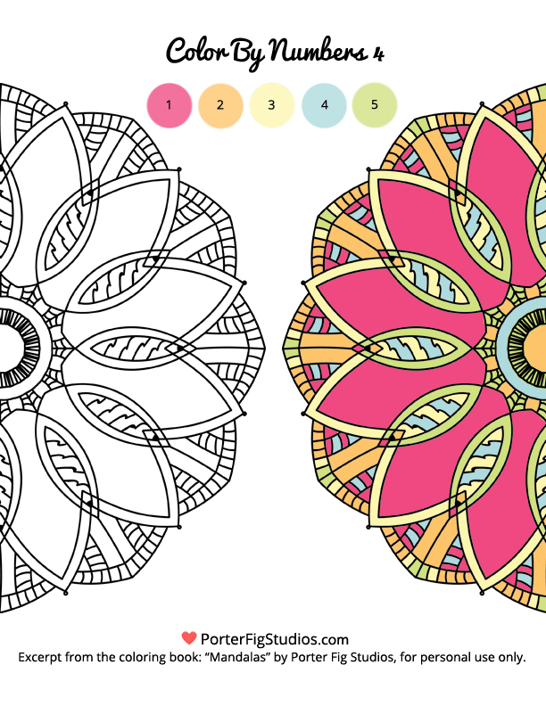 Free Mandala Coloring Page Color By Numbers 4 Porter Fig 