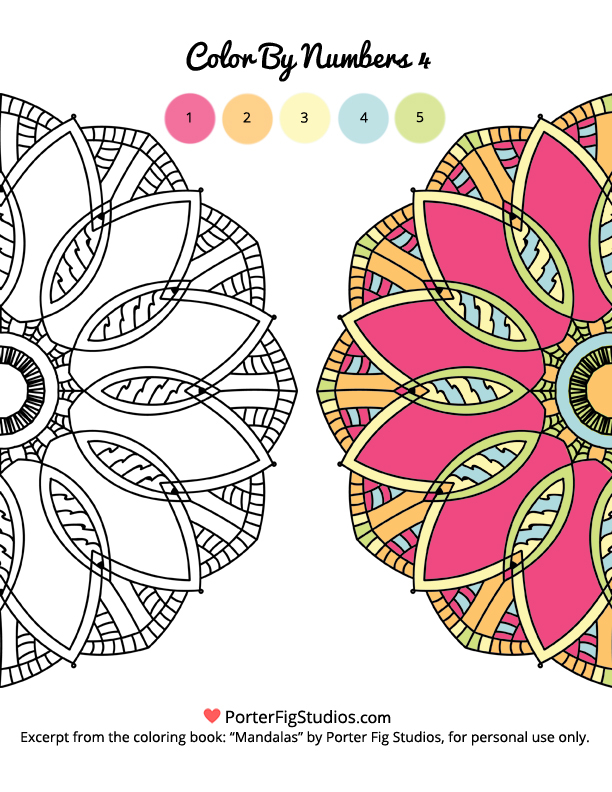 Free Mandala Coloring Page Color By Numbers 4 Porter Fig Free Mandala Coloring Page Color By Numbers 4 Porter Fig