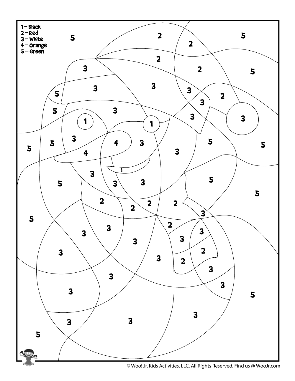 Frosty The Snowman Color By Number Page Woo Jr Kids 