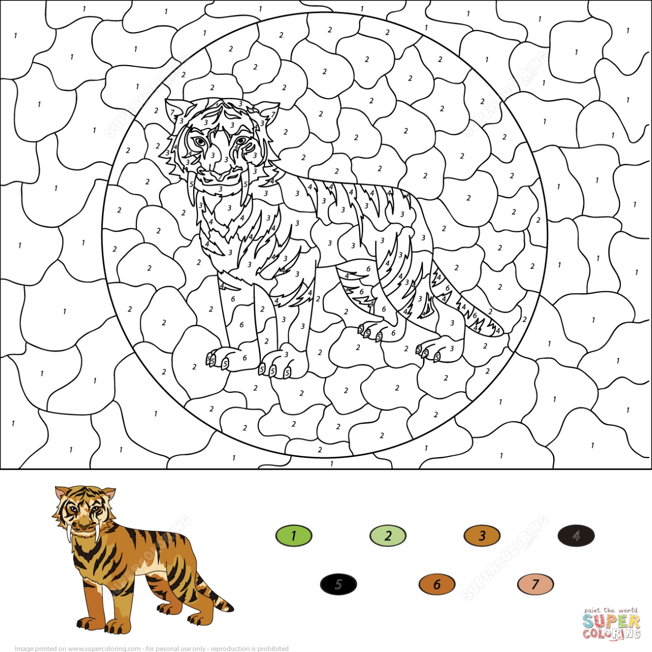 Get This Tiger Coloring Pages Color By Number Printable 