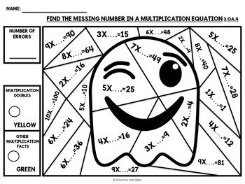 Halloween Math 3rd Grade Color By Number By Satsumas And 