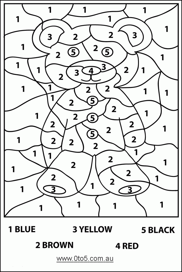 Harder Color By Number Bear Page Preschool Teddy Bear Harder Color By Number Bear Page Preschool Teddy Bear
