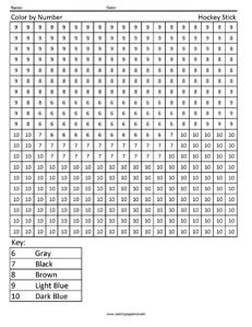 Hockey Stick Color By Number Coloring Squared