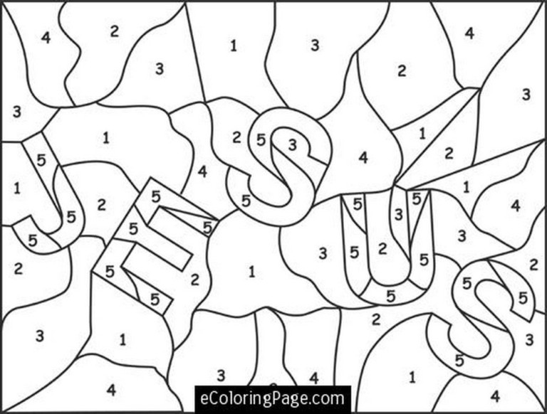 Jesus color numbers coloring page for printable 531751