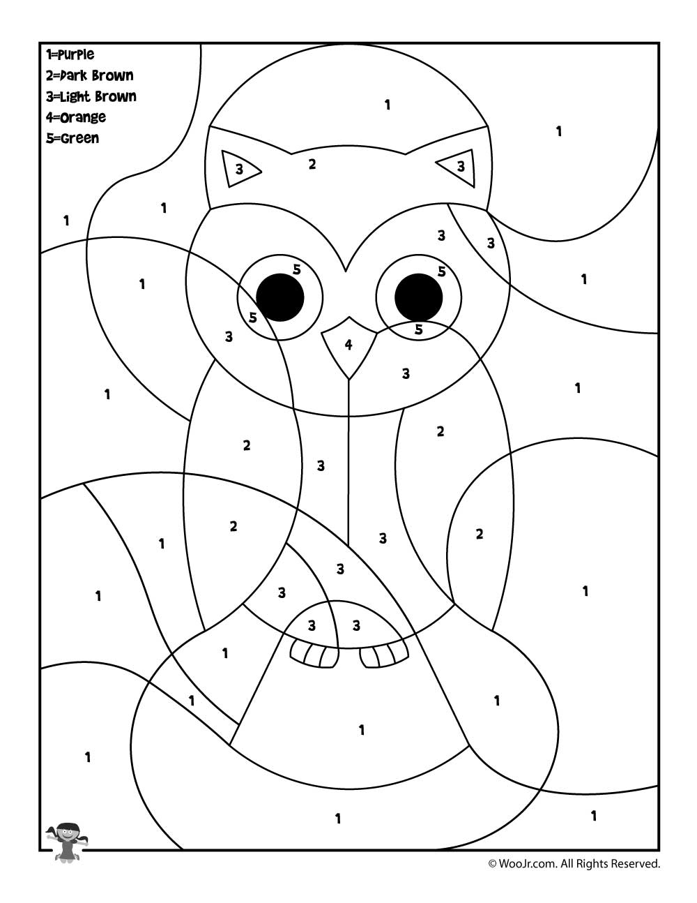 Owl Color By Number Woo Jr Kids Activities