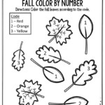 Preschool Worksheets Fall Color By Number Leaves The