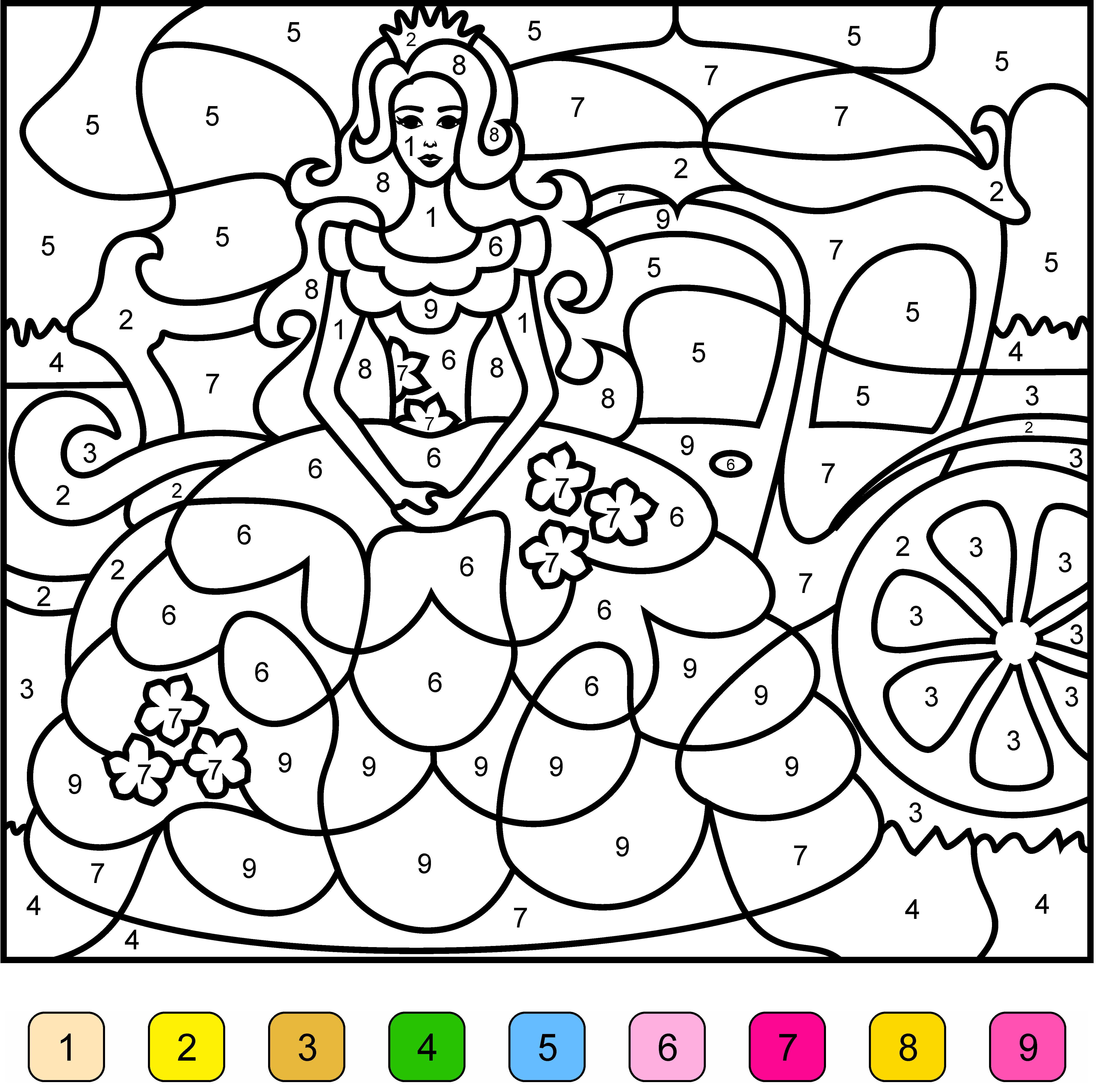 Princess Color By Number Free Online Coloring Coloring 