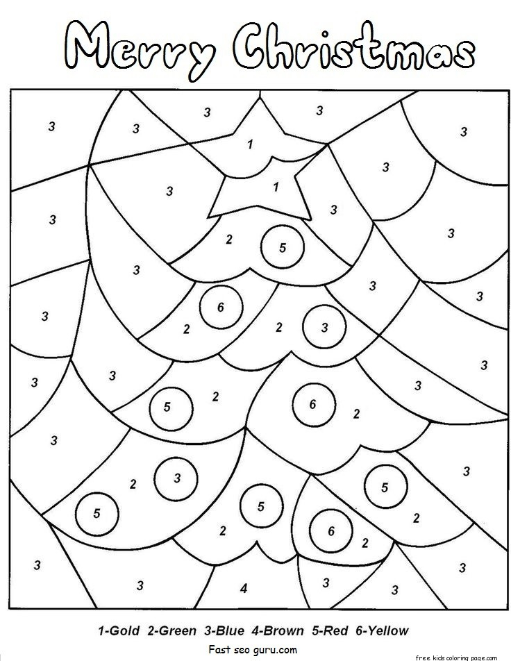 Printable Color By Number Christmas Tree Coloring 