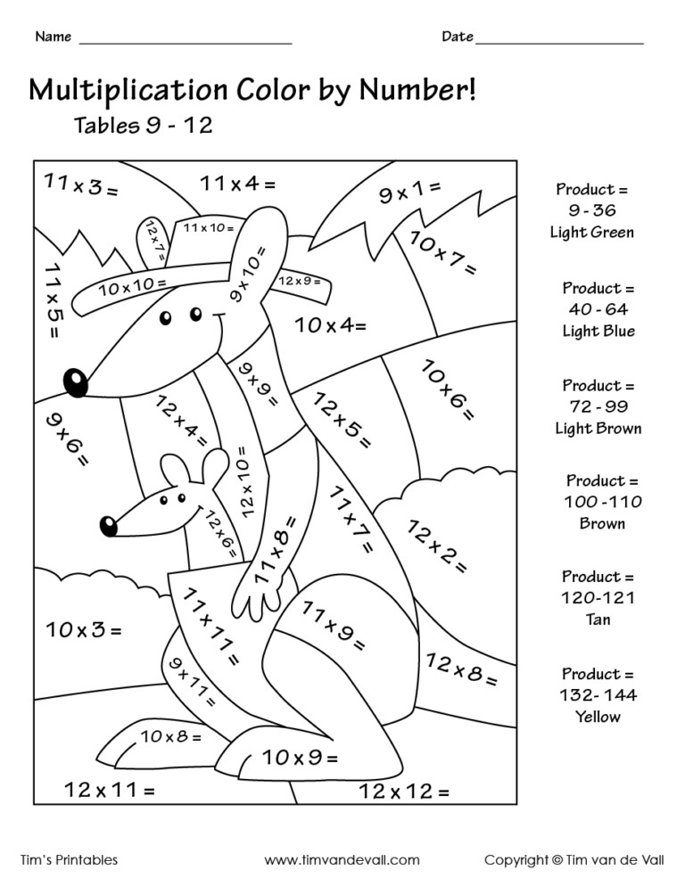 Printable Color By Number Multiplication Worksheets PDF