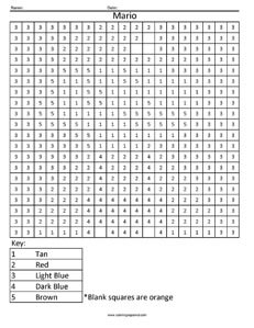 Retro Mario Color By Number Coloring Squared Retro Mario Color By Number Coloring Squared