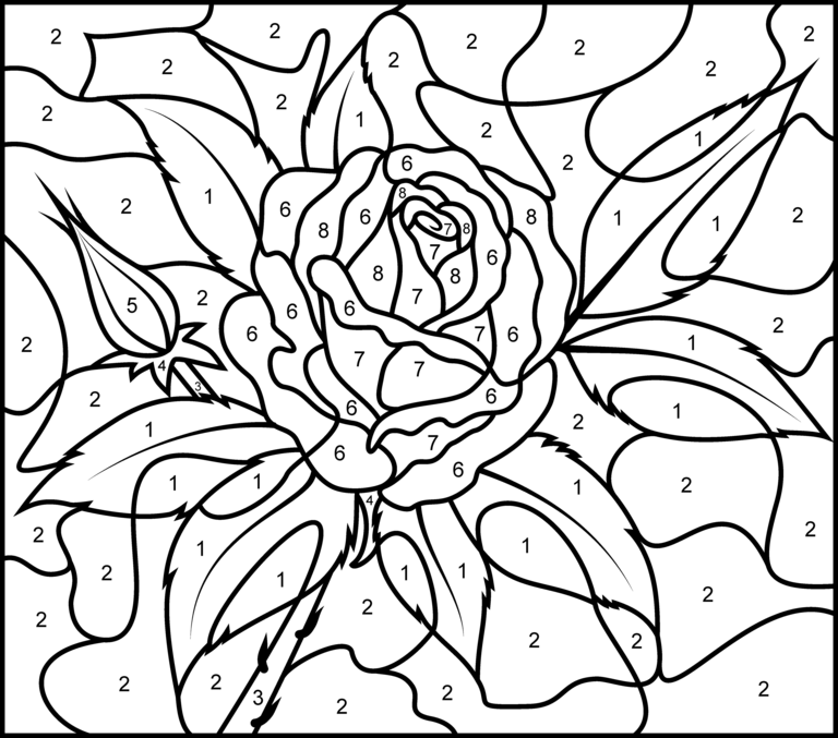 Rose Printable Color By Number Page Hard Rose Rose Printable Color By Number Page Hard Rose