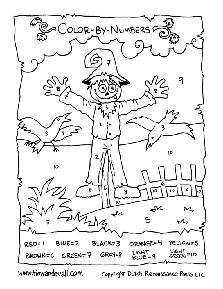 Scarecrow color by numbers Tim s Printables