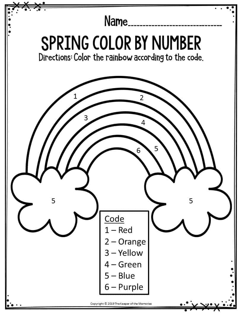 Spring Color By Number Rainbow The Keeper Of The Memories