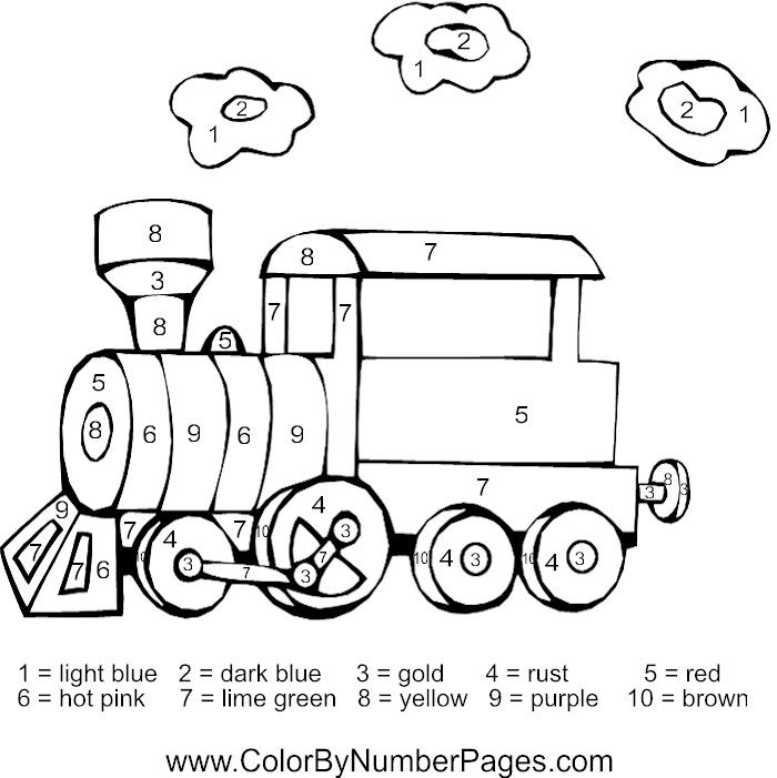 Train Color By Number Page With Images Colorful