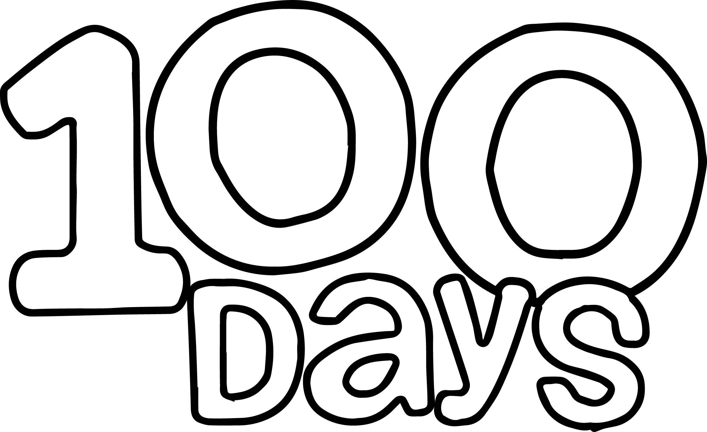 100 Days Text Coloring Page Wecoloringpage