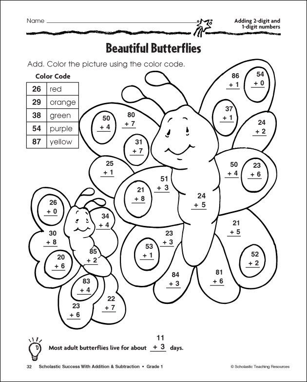 2 Digit Addition Coloring Worksheets TSgos