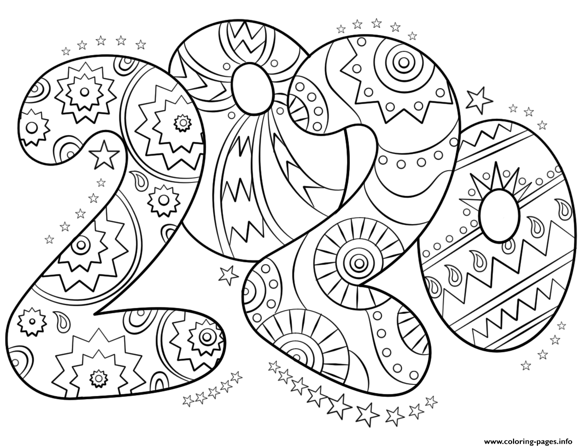 2020 Number New Year Coloring Pages Printable