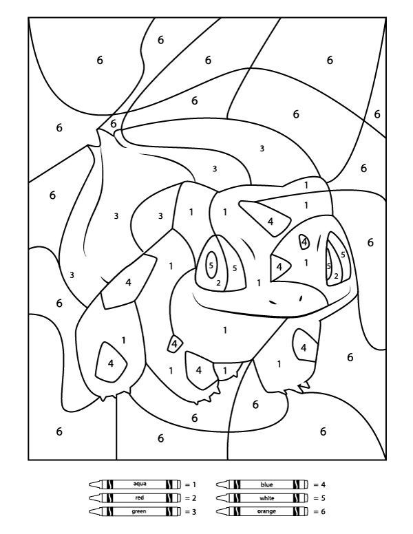 3 Free Pokemon Color By Number Printable Worksheets 