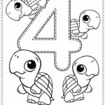 4 Worksheet Count Color Trace To Number 4 Preschool