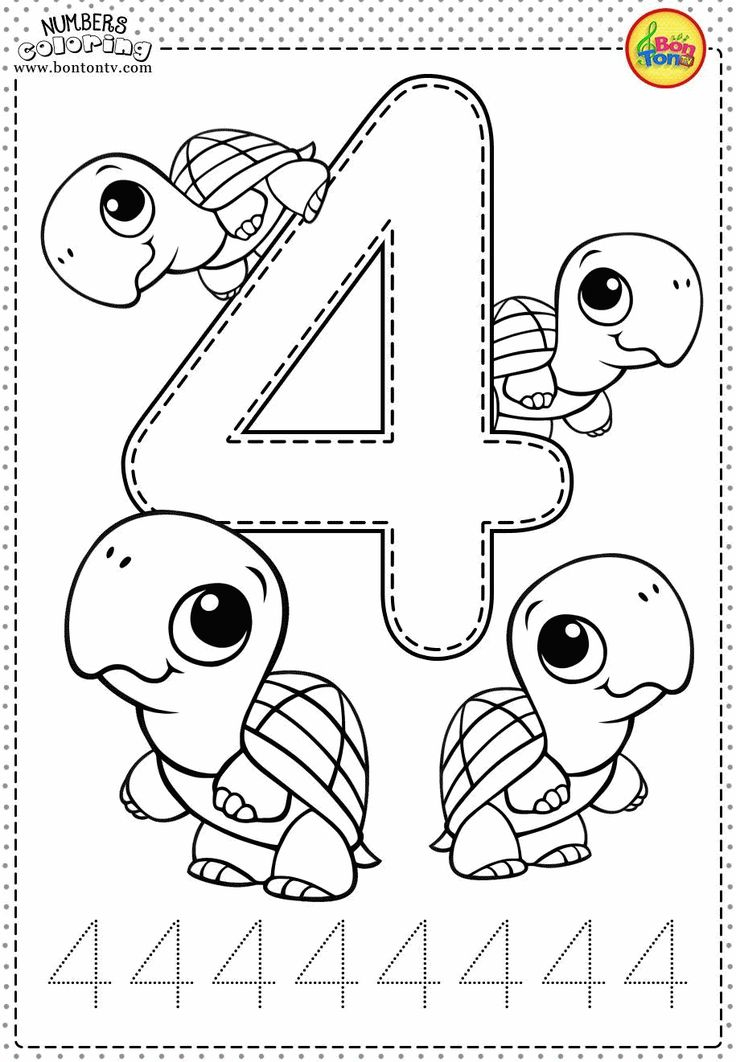 4 Worksheet Count Color Trace To Number 4 Preschool 