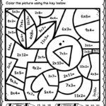 4th Grade Math Worksheets Multiplication Color By Number