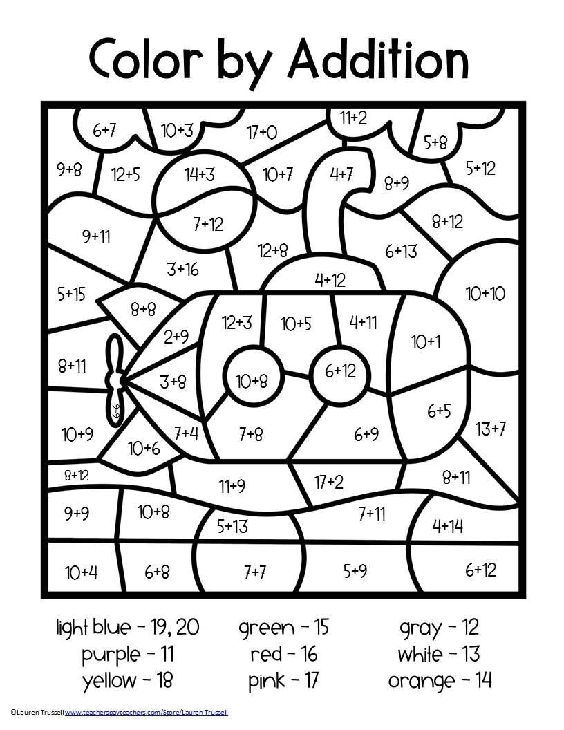Addition Color By Number 2nd Grade Worksheets Worksheet Hero Addition Color By Number 2nd Grade Worksheets Worksheet Hero