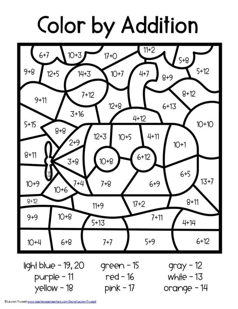 Addition Color By Number With Images 2nd Grade Math