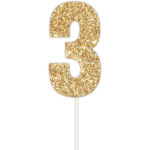 Artwrap Number 3 Glitter Cake Topper Gold BIG W