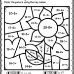Autumn Fall Color By Subtraction Worksheets Subtraction