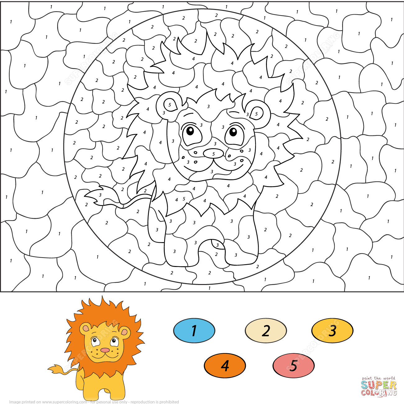 Cartoon Lion Color By Number Free Printable Coloring Pages Cartoon Lion Color By Number Free Printable Coloring Pages